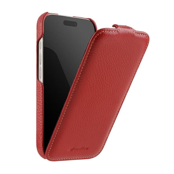 MELKCO Mobilskal till iPhone 17 Pro Max Äkta Läder + PC Röd