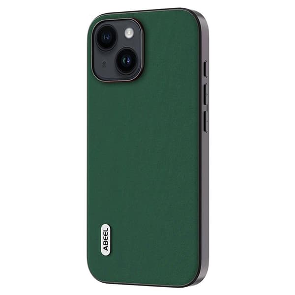 ABEEL Mobilskal till iPhone 14 Plus Shockproof Äkta Läder Grön