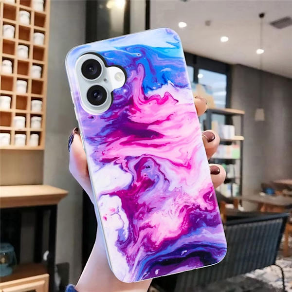Mobilskal till iPhone 17 Marble Pattern Painted TPU - Rosa Rosa