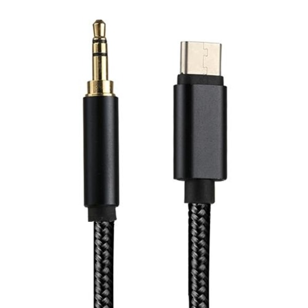 SiGN USB-C 3,5 mm lydkabel 1m - Sort/Nylon