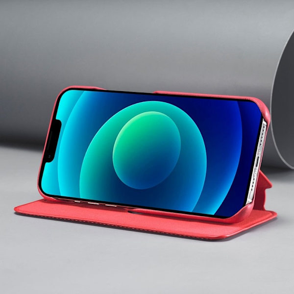 LC.IMEEKE iPhone 14 Plånboksfodral Konstläder - Röd