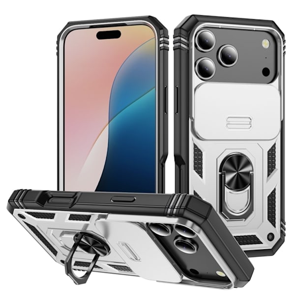 Mobilskal till iPhone 17 Pro Max Slide Camshield Kickstand - Vit Vit