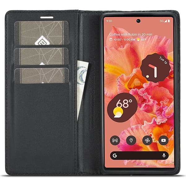 LC.IMEEKE Google Pixel 7a Plånboksfodral Konstläder - Kolfibertextur - Svart