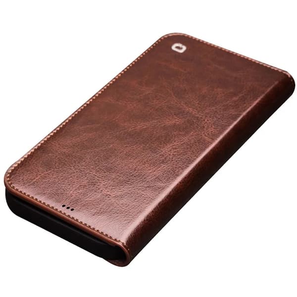 QIALINO iPhone 13 Plånboksfodral Äkta Läder Cowhide - Brun Brun