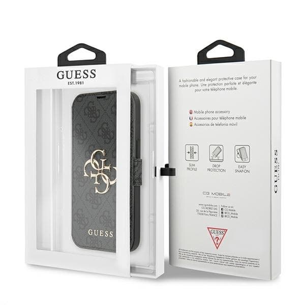 Guess iPhone 13 Pro Max Pung Etui Stort Metal Logo - Grå