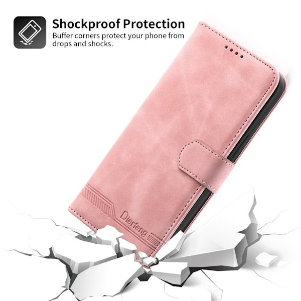 DIERFENG DF-03 iPhone 14 Pro Max Plånboksfodral Konstläder - Rosa