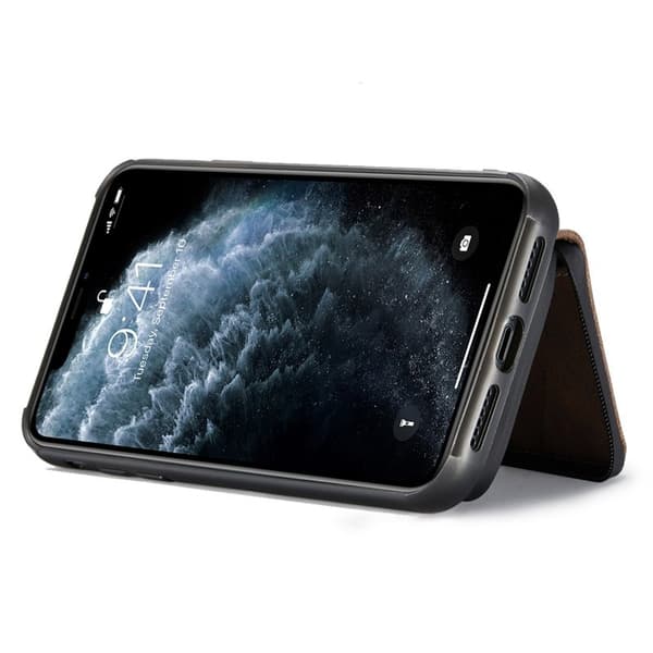 JEEHOOD iPhone 11 Pro Plånboksfodral Konstläder TPU Magnetisk Brun