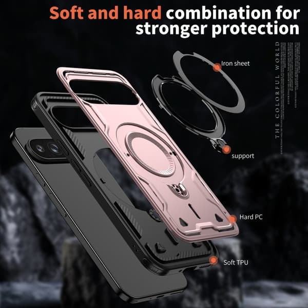 Mobilskal till Google Pixel 9 Pro Plast Militärskydd Kickstand - Roséguld