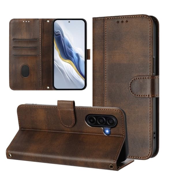Samsung Galaxy A57 Plånboksfodral Konstläder Retro Textur - Brun