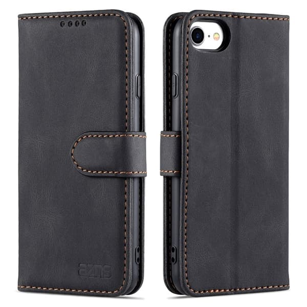 AZNS iPhone SE (2022)/SE (2020)/8/7 Plånboksfodral Konstläder - Svart