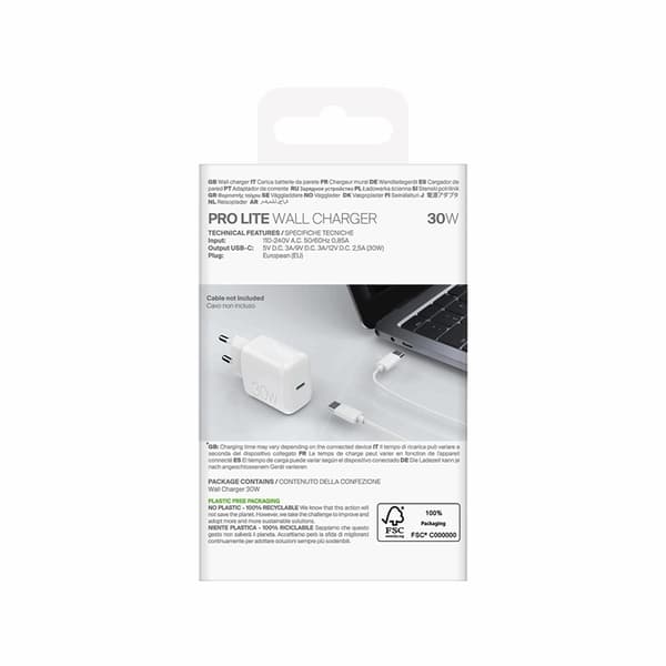 Puro Snabbladdare 30W USB-C Prolite - Vit Vit