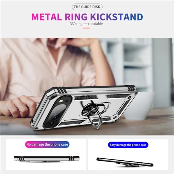 Mobilskal till Google Pixel 10/10 Pro Kickstativ - Silver Silver
