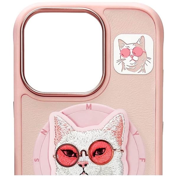 Nimmy Mobilskal till iPhone 16 Pro MagSafe Glasses Cool Cat - Rosa