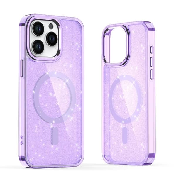 Telefontaske til iPhone 16 Plus Magsafe Glitter - Lilla Lila