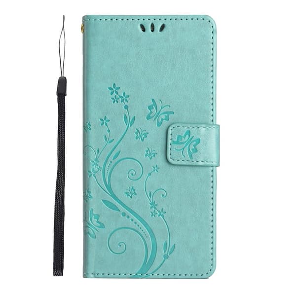 Samsung Galaxy A57 Plånboksfodral Konstläder Blomma Prägling - Blå