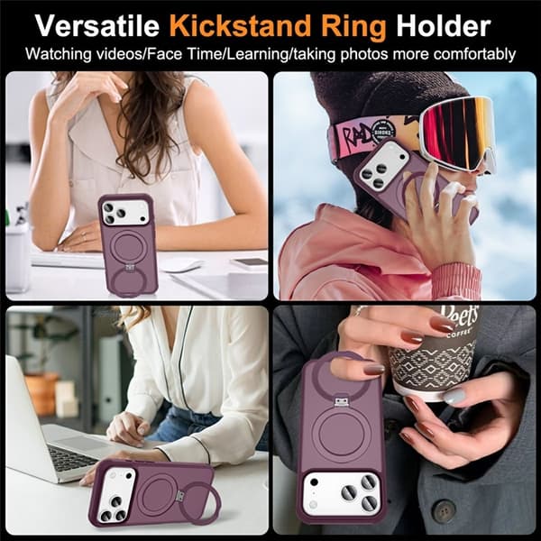 Mobilskal till iPhone 17 Pro Max MagSafe TPU+PC Kickstand - Vinröd Vinröd