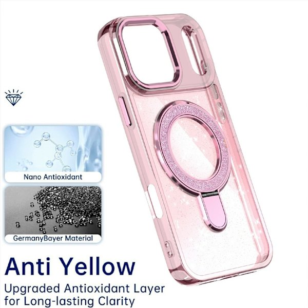 Mobilskal till iPhone 17 Pro Glitter Design TPU + PC Kickstand - Blå Blå