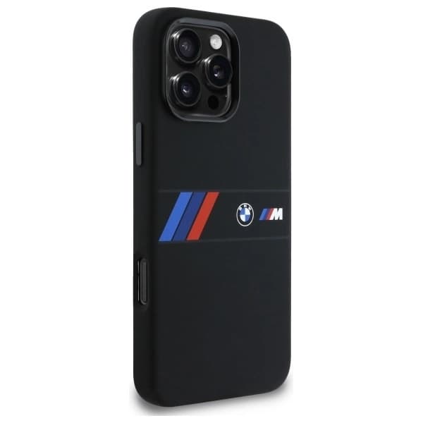 BMW Mobilskal till iPhone 16 Pro Max MagSafe Silikon Middle Stripe - Svart Black