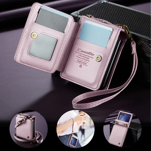 CASEME Galaxy Z Flip 7 Plånboksfodral RFID Blocking C22 - Rosa Rosa