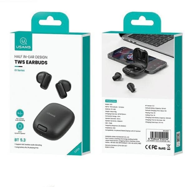 USAMS In-Ear øretelefoner Bluetooth TWS ID-serie - Blå Blå