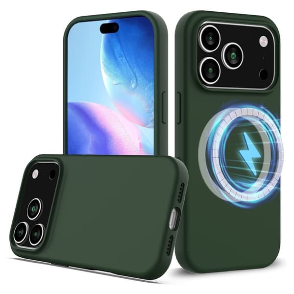 Mobilskal till iPhone 17 Pro Max MagSafe Silikon Anti-Drop Grön