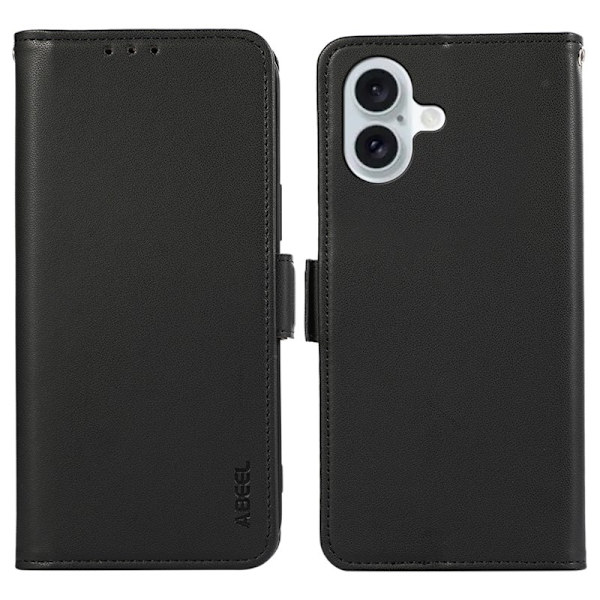 ABEEL iPhone 16 Plånboksfodral RFID-Skydd Konstläder Svart