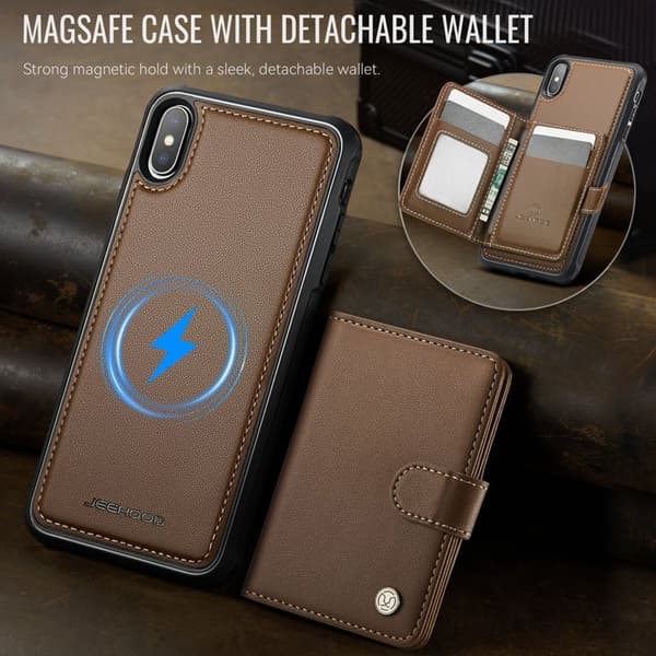 JEEHOOD J09 Mobilskal för iPhone XS/X - RFID Blocker - Brun