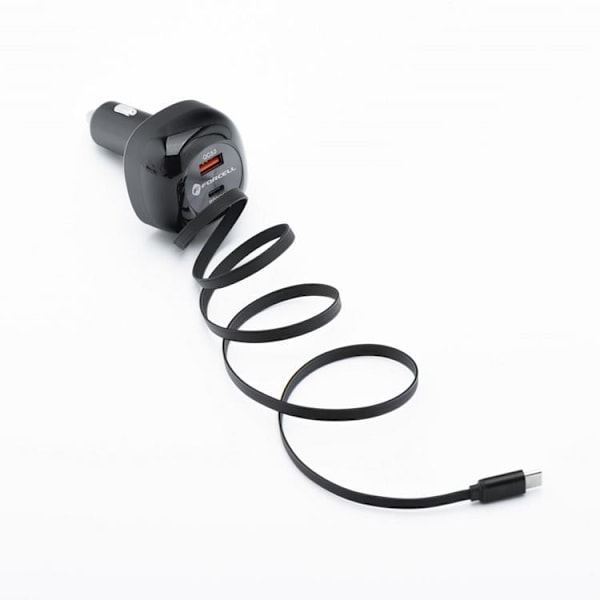 Forcell Billaddare 75W USB-C - USB-A  PD QC Retractable Kabel