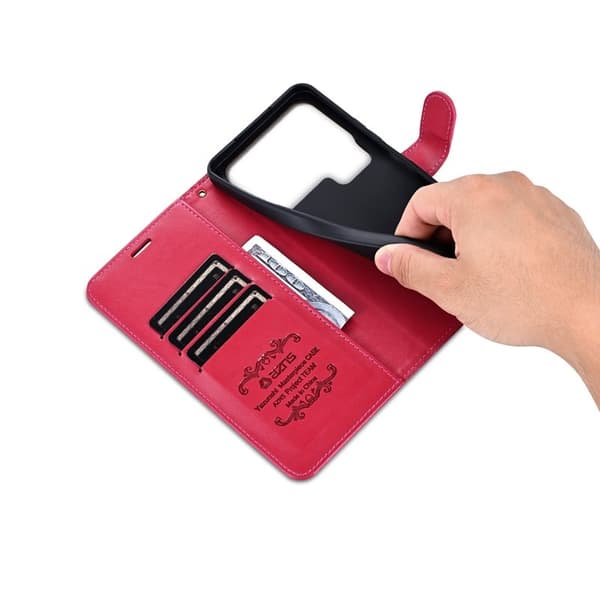 AZNS Xiaomi 17 Pro Max Plånboksfodral Anti-Scratch Konstläder - Röd