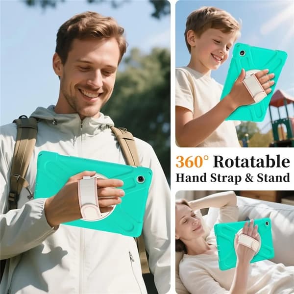 Mobilskal till Galaxy Tab A11 Plus Kickstand Silikon Axelrem Grön
