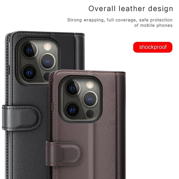 Äkta Läder Fodral till iPhone 13 Pro Max - Brun Brun