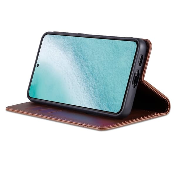 AZNS Samsung Galaxy S24 Plånboksfodral Konstläder - Brun