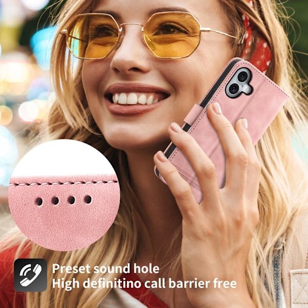 DIERFENG DF-03 iPhone 16 Plus Plånboksfodral Konstläder - Rosa