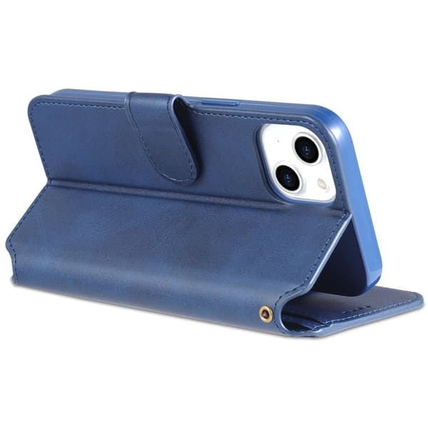 AZNS iPhone 14 Plånboksfodral Konstläder - Ställ, Magnetisk Flip - Blå