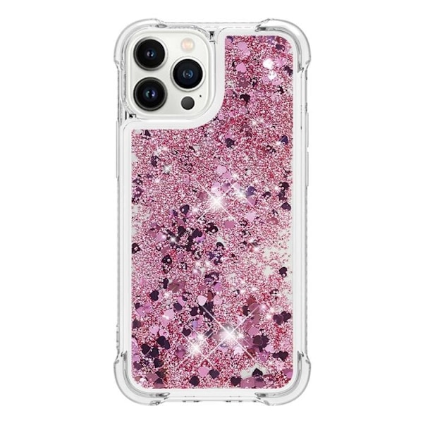 iPhone 14 Pro Max Skal Liquid Floating Glitter - Rosa Guld Roséguld