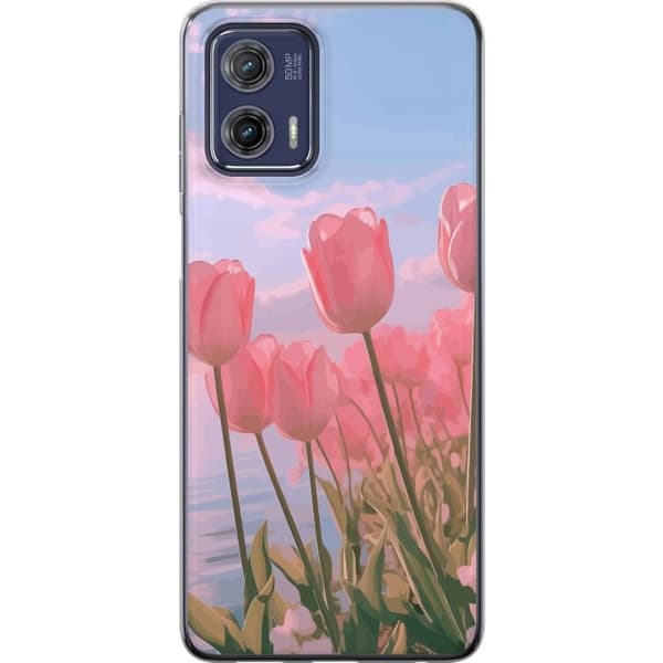 Mobiletui til Motorola Moto G73 med Lyserøde Tulipaner