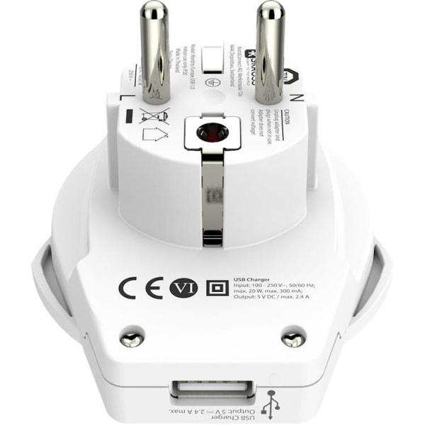 SKross Electric Adapter Europe USB -valkoinen