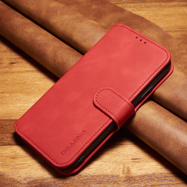 DG.MING Plånboksfodral Konstläder med Ställ för iPhone XR - Röd