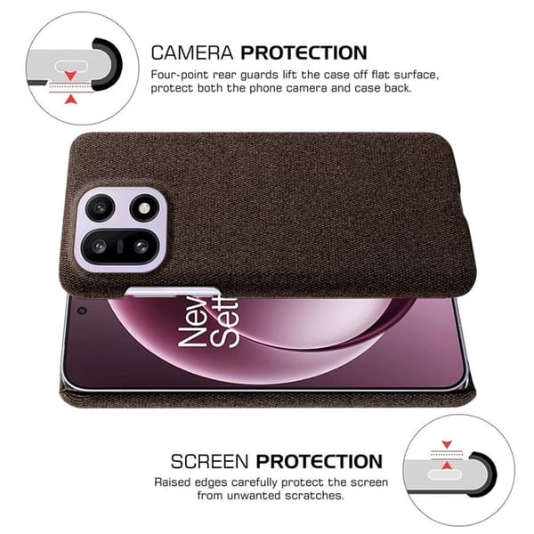 Mobilskal till OnePlus 15 5G Cloth Texture Anti-Scratch - Brun Brun