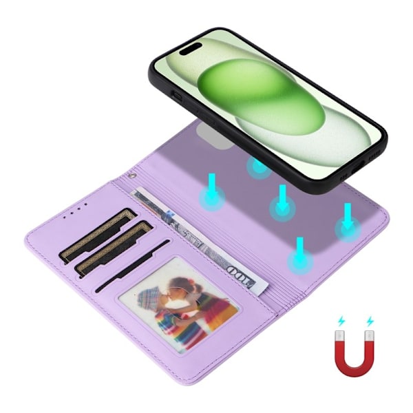BETOPNICE iPhone 15 Plus Plånboksfodral - Avtagbart Konstläder - Lila
