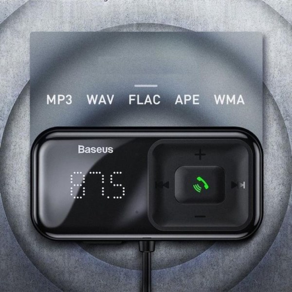 Baseus Biloplader Med FM-sender Trådløs Bluetooth - Sort