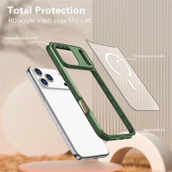 Mobilskal till iPhone 17 Pro MagSafe TPU + PC Clear - Olivgrön Grön