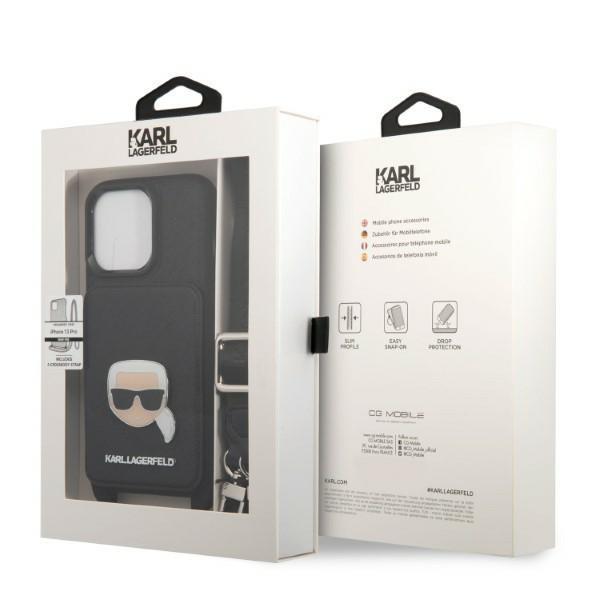 Karl Lagerfeld iPhone 13 Pro Halsbandsskal Saffiano Metal Karl's