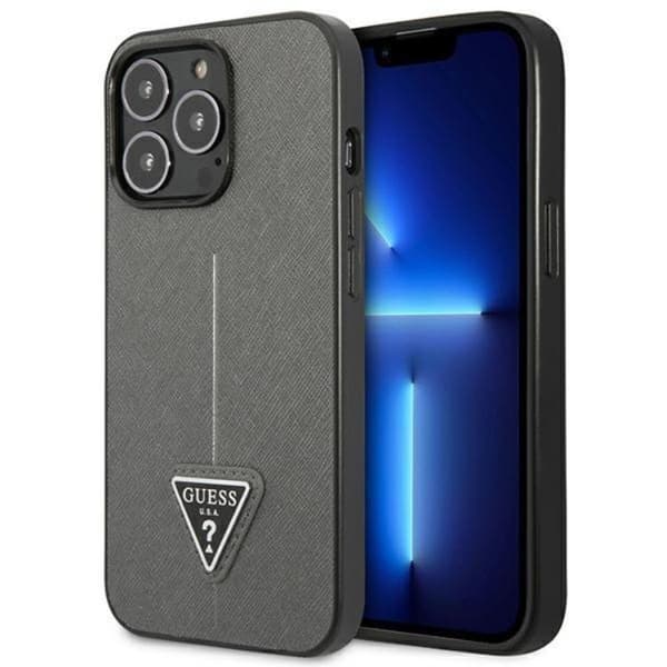 GUESS iPhone 14 Pro Skal Saffiano Triangle Logo - Silver Silver