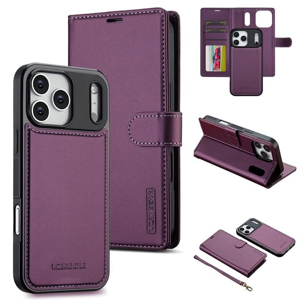 LC.IMEEKE L2 Series iPhone 17 Pro Plånboksfodral Konstläder - Lila