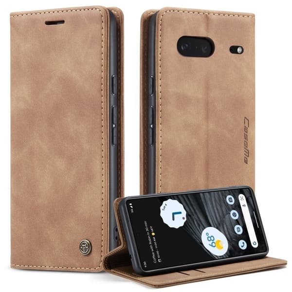 CASEME 013 Flip Konstläder Plånboksfodral för Google Pixel 7 5G - Brun