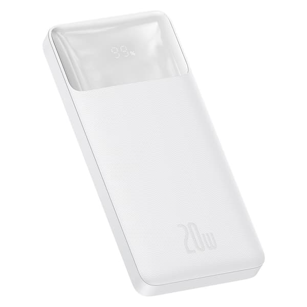 Baseus Powerbank 10000 mAh 20W Bipow + Micro-USB Kabel - Vit Vit