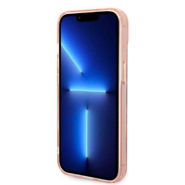 GUESS iPhone 14 Plus Skal MagSafe Guld Outline Translucent - Rosa Rosa
