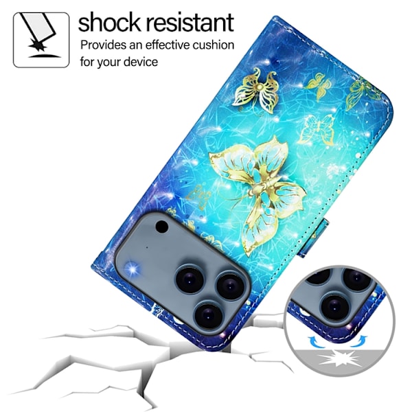 iPhone 17 Pro Plånboksfodral Printing Pattern Med Strap Blå