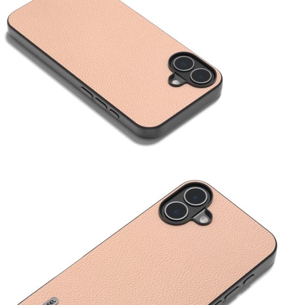 ABEEL Mobilskal till iPhone 16 Plus i Äkta Läder och TPU - Rosa